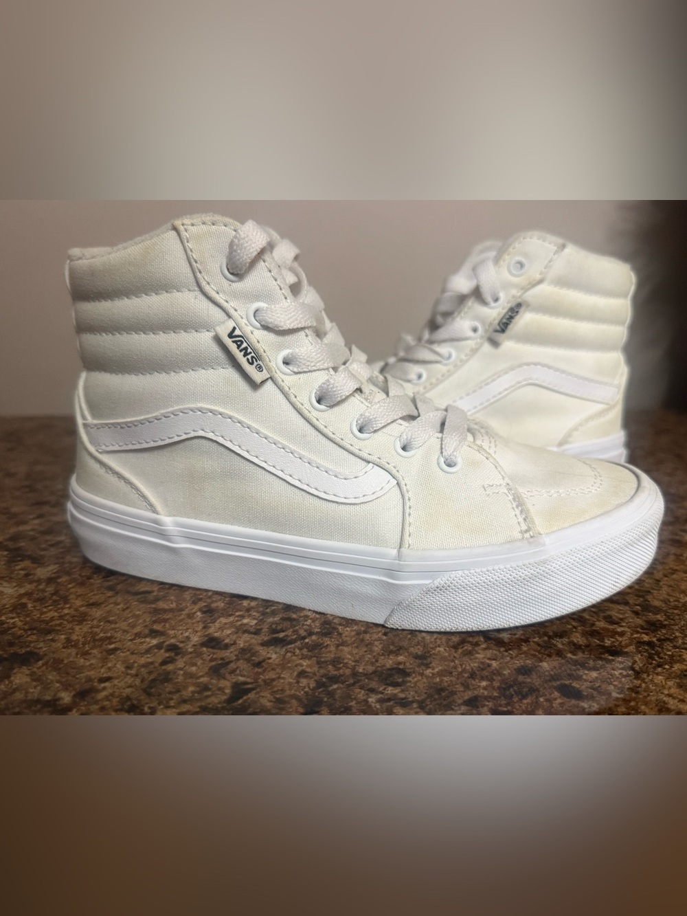 Vans Kids High-Top Canvas Sneakers in White